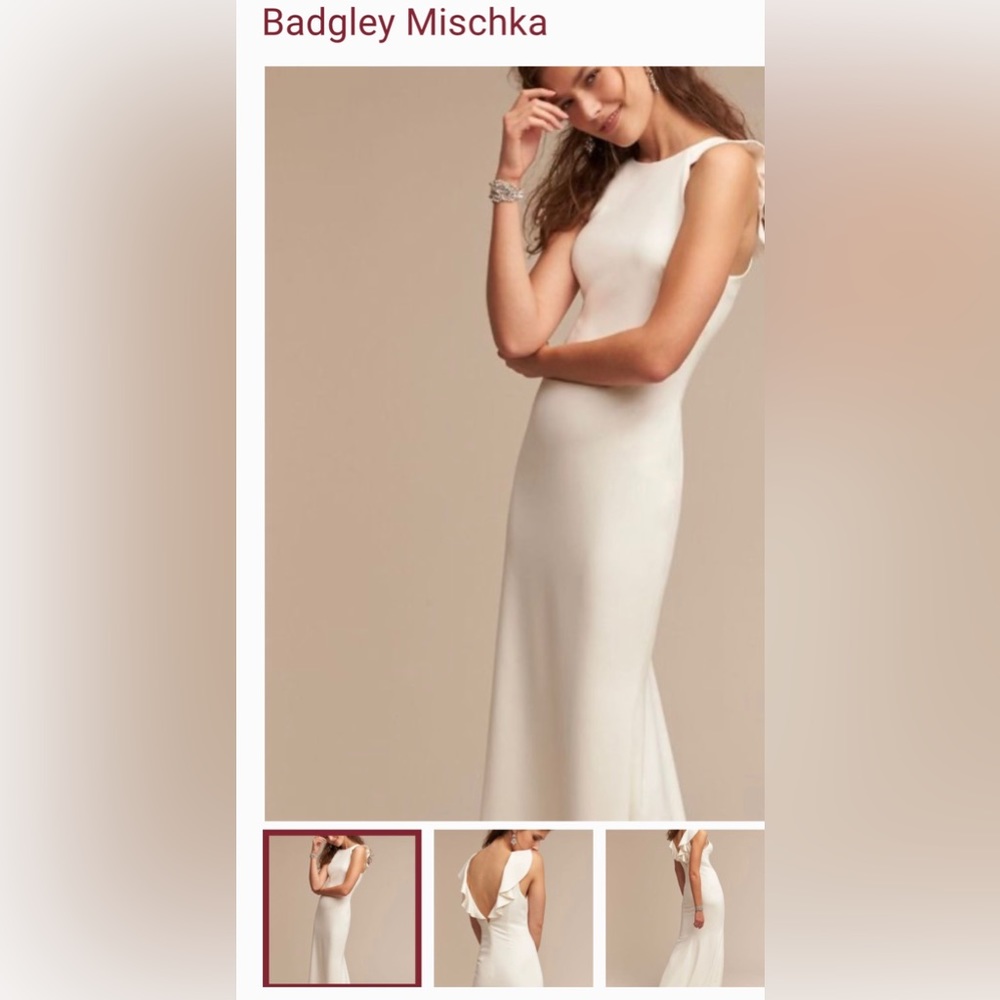 Bhldn badgley mischka white gown size 4 fits like 0 graduation wedding rehearsal